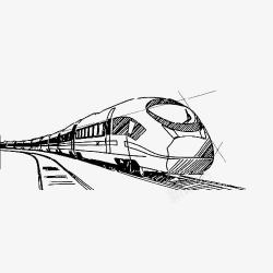 卡通绘画工具ppt背景铁路上行驶的高铁手绘高清图片