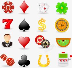 扑克牌骰子休闲娱乐图标合集高清图片