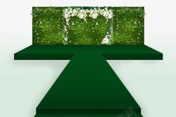 T形台绿色花墙高清图片