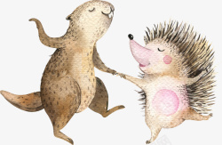 刺猬和黄鼠狼卡通可爱小动物装饰动物头像高清图片