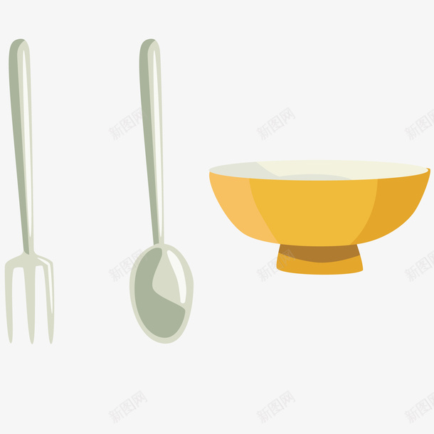 卡通餐具png免抠素材_新图网 https://ixintu.com 勺子 卡通 厨房用品 叉子 碗筷 餐具