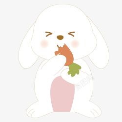 吃胡萝卜的土族白色圆弧兔子吃胡萝卜元素矢量图高清图片