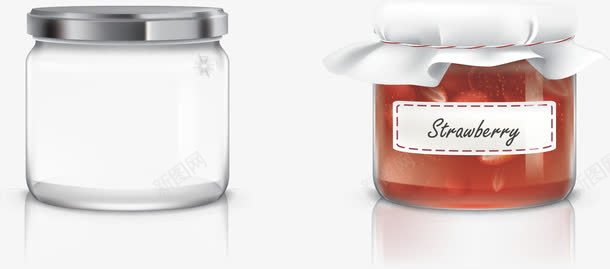 手绘两个玻璃瓶png免抠素材_新图网 https://ixintu.com 手绘 果酱 玻璃瓶 玻璃罐 空瓶子 草莓酱 透明