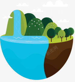 自然界地球水循环矢量图素材
