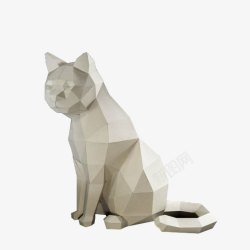 多边体白色石膏小猫高清图片