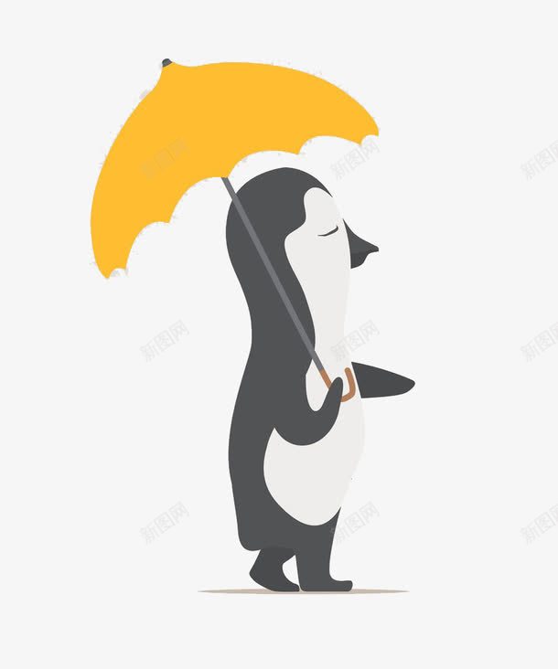 卡通打伞的小企鹅png免抠素材_新图网 https://ixintu.com 卡通 小企鹅 打伞 黄色雨伞