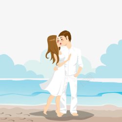海边婚纱套图海边亲吻的情侣高清图片