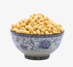 陶瓷碗里的黄豆粒素材