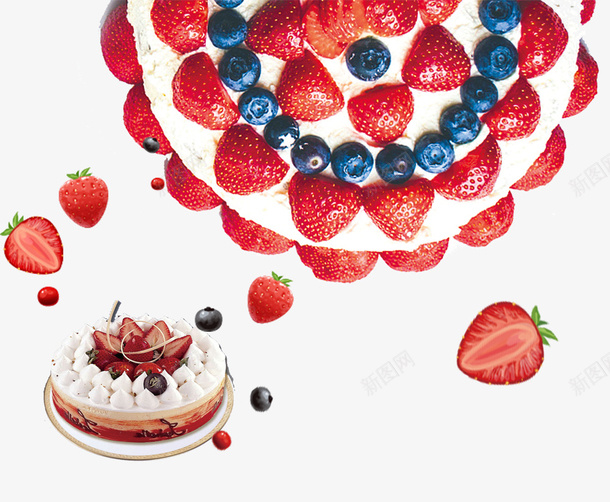 美味草莓蓝莓奶油蛋糕psd免抠素材_新图网 https://ixintu.com 奶油蛋糕 甜点装饰 生日蛋糕 私房蛋糕 美味美食 美味草莓蛋糕 蓝莓果粒