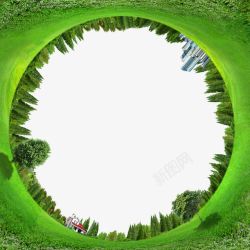 草地树木圆形视角素材