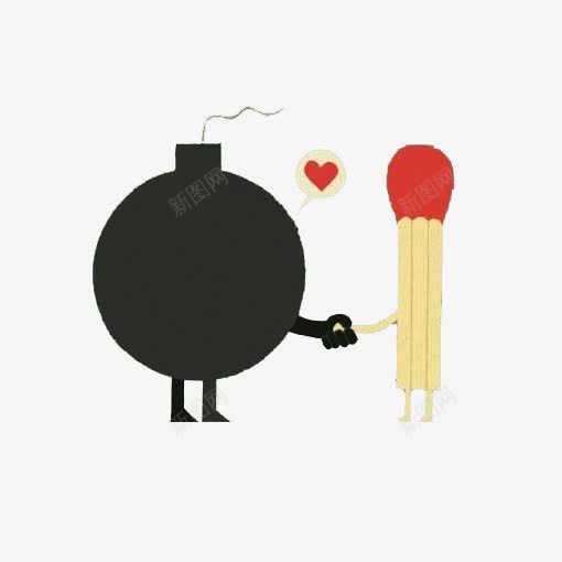 卡通炸弹png免抠素材_新图网 https://ixintu.com 创意插画 地雷 火柴 火药 炸弹 设计感 黑色地雷