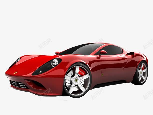 红色Ferraripng免抠素材_新图网 https://ixintu.com 产品实物 法拉利 赛车 跑车 银色车轮
