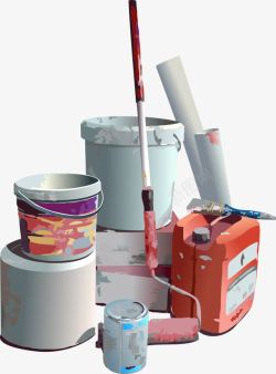 刷油漆工具刷油漆工具与油漆桶高清图片