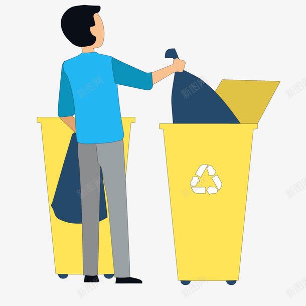倒垃圾的人物png免抠素材_新图网 https://ixintu.com 人物设计 倒垃圾 可回收 循环利用 环保 黄色