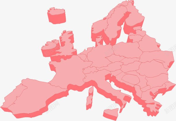 粉红色欧洲地图png免抠素材_新图网 https://ixintu.com 