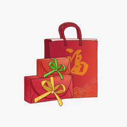 紫红色礼物袋红色礼盒新年礼物袋高清图片
