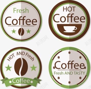 手绘四款咖啡图标图标