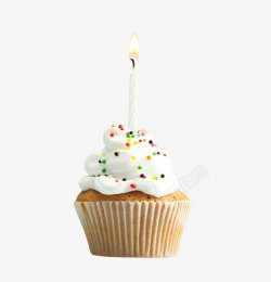 绿色奶油纸杯小蛋糕插着蜡烛的蛋糕高清图片
