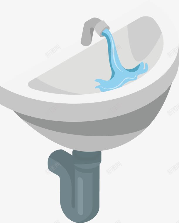 洗手池png免抠素材_新图网 https://ixintu.com 卡通洗手池 手绘 洗手池 矢量水池