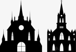 黑色教堂哥特式建筑素材