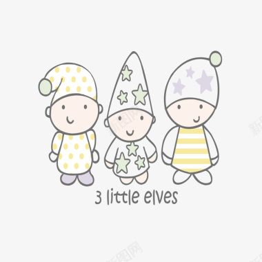 3个可爱的婴儿小宝宝矢量图图标图标