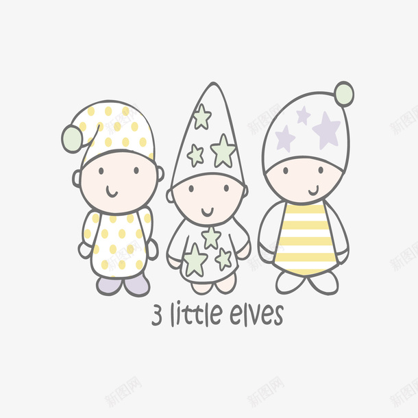 3个可爱的婴儿小宝宝矢量图图标eps_新图网 https://ixintu.com 五角星图标 圣诞帽 宝宝学习 小宝宝 小眼睛 微笑 快乐 黄色T恤 矢量图