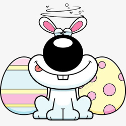 卡通眩晕的小兔子和彩蛋素材