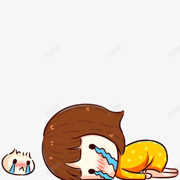 卡通哭泣的女孩png免抠素材_新图网 https://ixintu.com 卡通哭泣的女孩