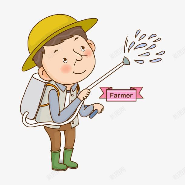 在撒农药的农民png免抠素材_新图网 https://ixintu.com farmer 农忙 农民 农民劳作 劳作 卡通形象 撒农药 施肥 浇水