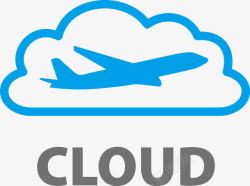 飞机云蓝色飞机云朵logo图标高清图片