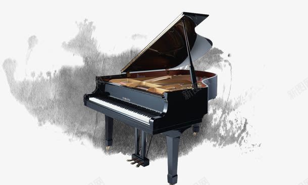 乐器钢琴psd免抠素材_新图网 https://ixintu.com 中国风 乐器 古典文化 国画 毛笔笔刷 水墨元素