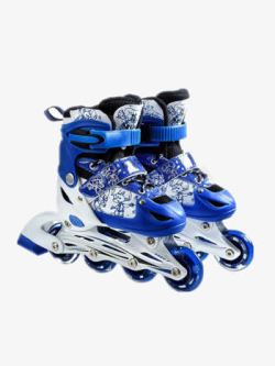 单排曲棍球蓝色轮滑鞋高清图片