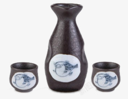 黑色古典陶瓷酒杯套装素材