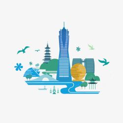 森林素材下载杭州建筑扁平化免费高清图片