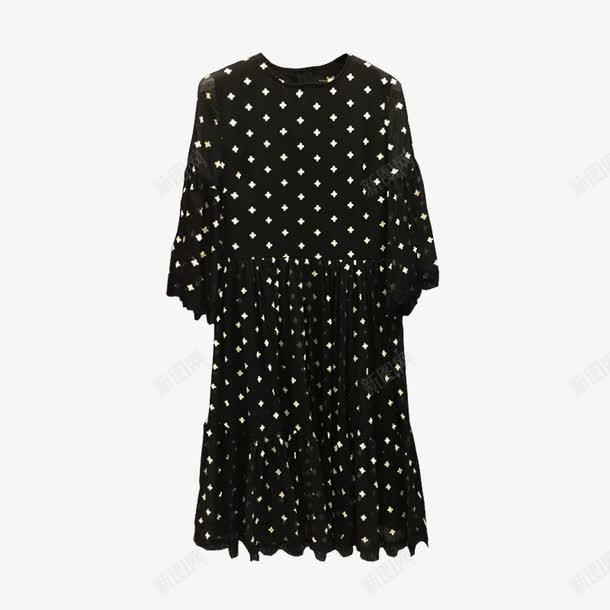 黑色白点雪纺裙png免抠素材_新图网 https://ixintu.com 产品实物 性感 连衣裙