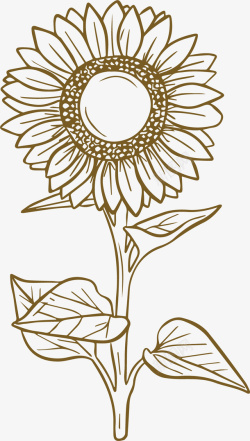 向日葵黑白手绘素描向日葵花朵矢量图高清图片