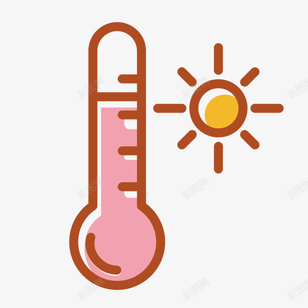 太阳和温度计手绘图png免抠素材_新图网 https://ixintu.com 太阳 手绘图 晴天 测量 温度 温度表 温度计