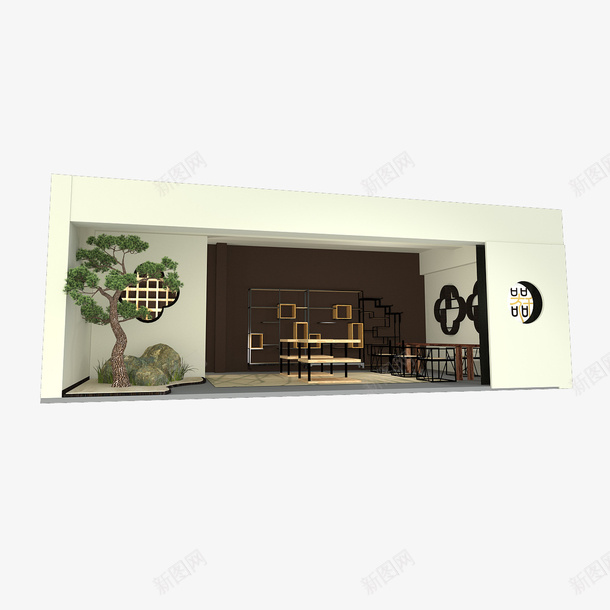 古风3D展厅psd免抠素材_新图网 https://ixintu.com 3D展厅 古典风格 展台搭建 展览展示 效果图 简约大气