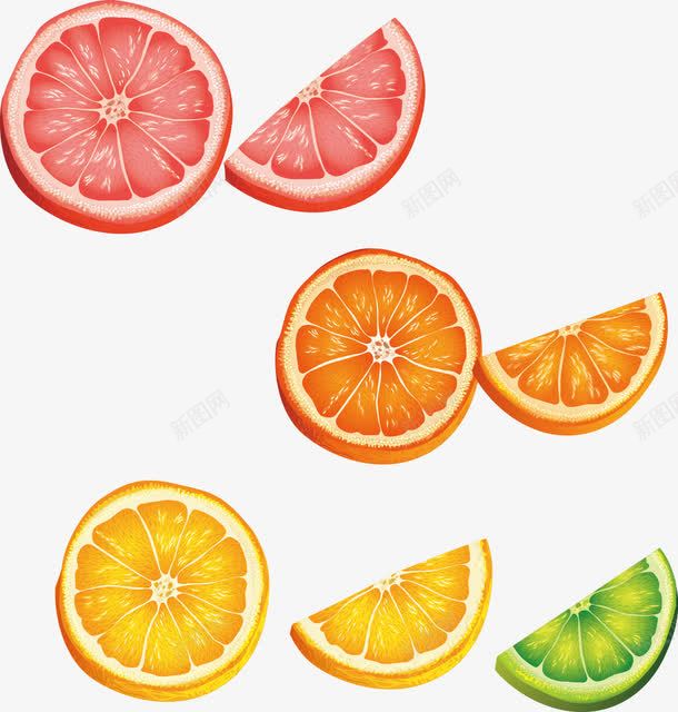 手绘切开的橙子png免抠素材_新图网 https://ixintu.com 手绘 柠檬 橙子 粉红西柚 西柚 青柠