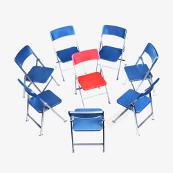 折叠椅子蓝色和红色椅子摄影高清图片