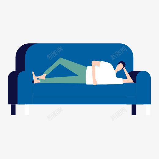 一个躺在沙发上的人psd免抠素材_新图网 https://ixintu.com 一个人 家里 慵懒 扁平化 手绘 沙发 看电视 舒服