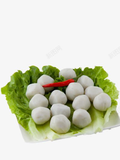 美味的鱼丸png免抠素材_新图网 https://ixintu.com 丸子 白色 蔬菜 辣椒