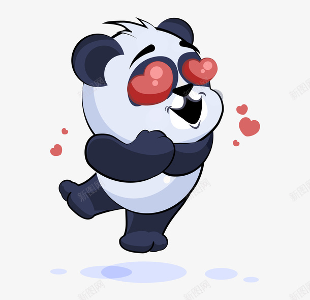 手绘可爱小熊熊猫png免抠素材_新图网 https://ixintu.com 两眼发亮的熊猫 两眼发光 可爱小熊 爱心 高兴的小熊