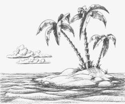 素描船图片铅笔画海岛高清图片