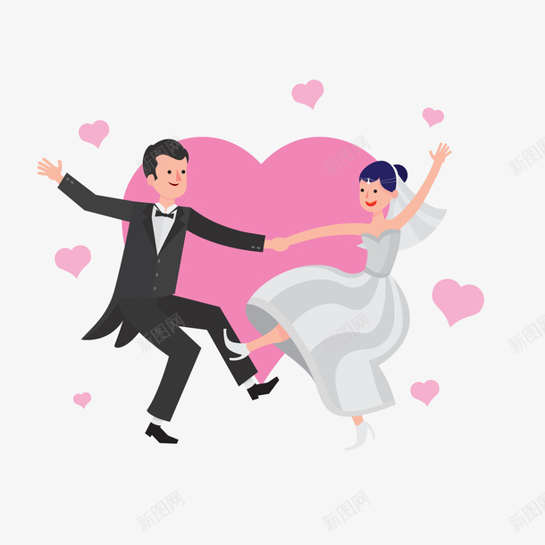 创意跳舞的结婚新人矢量图ai免抠素材_新图网 https://ixintu.com 世界舞蹈日 婚礼 新人 结婚 结婚季 跳舞 矢量图