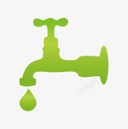 水资源环保卡通手绘绿色水龙头高清图片