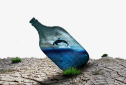 创意瓶子海洋干涸素材