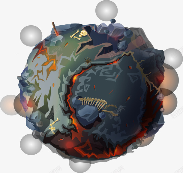 火山爆发png免抠素材_新图网 https://ixintu.com 卡通简约 地球毁灭 彩色底纹 火山爆发 火焰 矢量图案