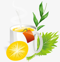 姜茶广告架一杯柠檬姜茶广告矢量图高清图片