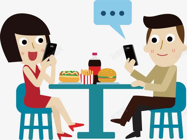 年轻的情侣png免抠素材_新图网 https://ixintu.com 可乐 年轻情侣 拍照 桌椅 汉堡 玩手机